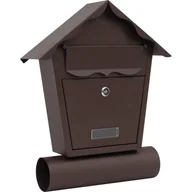 Skrzynki na listy - Skrzynka na listy DOMEK C5 z tuba brąz mat - miniaturka - grafika 1