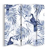Parawany - Parawan pokojowy FEEBY, Niebieskie Tukany, Dwustronny 180x170cm 5-częściowy - miniaturka - grafika 1