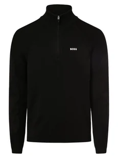 BOSS Green Sweter męski Mężczyźni Bawełna czarny jednolity, M - Swetry męskie - miniaturka - grafika 1