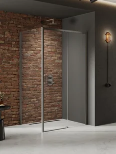 Kabina prysznicowa prostokątna prawa 100x80 kolor stal szczotkowana D-0886A/D-0353B Prime New Trendy Gunmetal Brushed - Kabiny prysznicowe - miniaturka - grafika 1