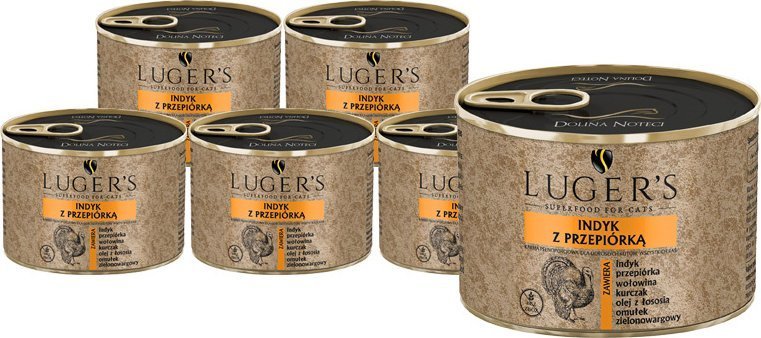 Lugers Karma mokra dla kotów indyk z przepiórką zestaw 6 x 185 g