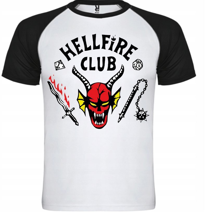 KOSZULKA STRANGER THINGS HELLFIRE CLUB SPORTOWA NA WF r. 3XS 7-8 LAT