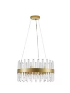 Lampy sufitowe - Jadalniany żyrandol LE42908 nad stół kryształowy złoty - miniaturka - grafika 1