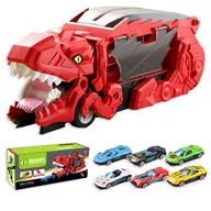 Samochody i pojazdy dla dzieci - DUŻY ZESTAW SAMOCHODÓW dinozaur W WALIZCE AUTKA zjeżdzalnia + 6 RESORAKÓW - miniaturka - grafika 1