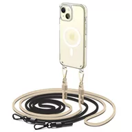 Etui i futerały do telefonów - Etui Flexair Chain Magsafe do Apple iPhone 15 Black & Beige - miniaturka - grafika 1