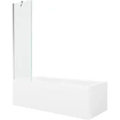 Wanny - Mexen Cubik wanna prostokątna 150 x 70 cm z obudową i parawanem 1-skrzydłowym 50 cm, transparent, chrom - miniaturka - grafika 1