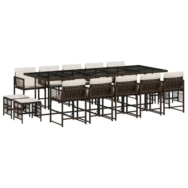 Zestaw Mebli Ogrodowych z Rattanu PE, Stół 275x106x73 cm, Krzesła 50,5x5