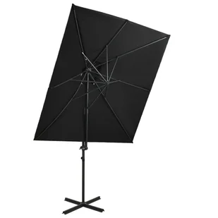 vidaXL Parasol wiszący z podwójną czaszą, czarny, 250x250 cm 312364 - Parasole ogrodowe - miniaturka - grafika 9