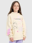 Bluzy dla dziewczynek - 4F Bluza dresowa nierozpinana z kapturem dziewczęca - żółta 152 (11-12 lat) - miniaturka - grafika 1