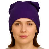 Czapki damskie - Czapka Damska Beanie Włoska Cienka Smerfetka Fioletowa - miniaturka - grafika 1