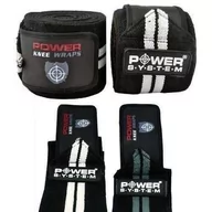 Gumy, taśmy, ekspandery - POWER SYSTEM Taśma - Knee Wraps - 200cm - Black / Blue / White - Pozostały sprzęt siłowy i fitness - miniaturka - grafika 1