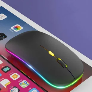 Cicha Myszka slim mysz bezprzewodowa Alogy podświetlana LED RGB do laptopa tabletu Czarna 14567X1 - Myszki - miniaturka - grafika 6