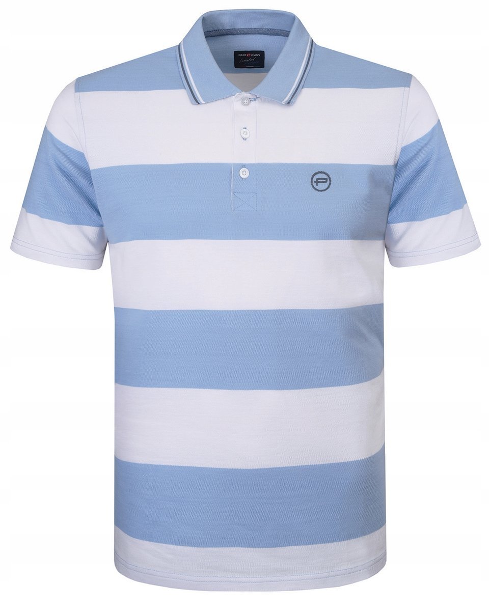 POLO Koszulka Męska BŁĘKIT w Paski Bawełniana ACTI Elegancka 2XL Pako Jeans