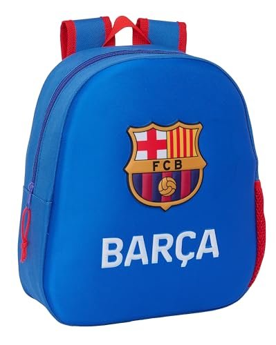 Safta F.C. BARCELONA Plecak szkolny z motywem 3D, odpowiedni dla dzieci w różnym wieku, wygodny i wszechstronny, jakość i wytrzymałość, 27 x 10 x 33 cm, granatowy, Granatowy, Estándar, Casual
