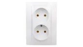 Gniazdka elektryczne - LEDart EPN podwójne bez uziemienia CARLA Biały 1741-00 - miniaturka - grafika 1