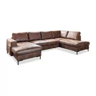 Narożniki - Brązowa rozkładana sofa w kształcie litery "U" z imitacji skóry Miuform Lofty Lilly Vintage, prawostronna - miniaturka - grafika 1