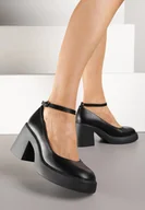 Czółenka - Czarne Czółenka na Obcasie i Platformie w Eleganckim Stylu Isivia - miniaturka - grafika 1