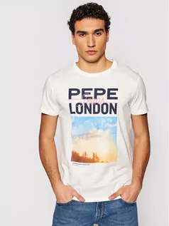 Koszulki męskie - Pepe Jeans T-Shirt Manu PM507766 Biały Regular Fit - grafika 1