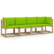 Sofy ogrodowe - VidaXL Ogrodowa sofa 4-os. z jasnozielonymi poduszkami 3065269 - miniaturka - grafika 1