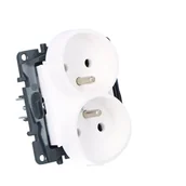 Gniazdka elektryczne - Legrand Gniazdo zasilające podwójne 2x2P+Z Niloe Step 863132 bez przesłony zaciski śrubowe białe - miniaturka - grafika 1