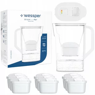 Dzbanek filtrujący do lodówki Wessper D3 Slim z licznikiem LED + 10x Filtr - Dzbanki filtrujące - miniaturka - grafika 1
