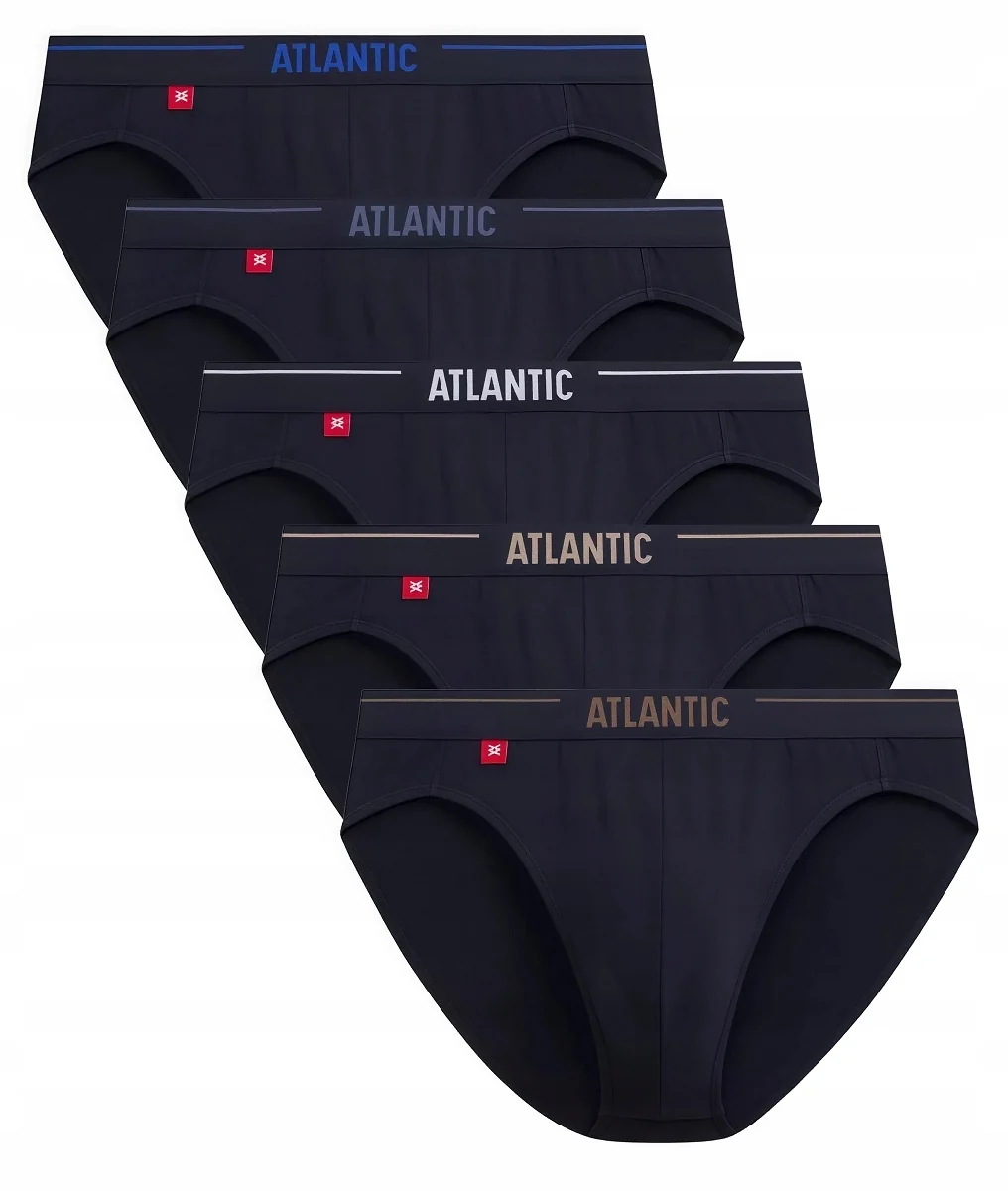 ATLANTIC Slipy męskie sportowe bawełna granatowe 5SMP-004 5-PACK S