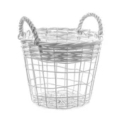 Pozostałe akcesoria do uprawy roślin - Kosz druciany z wikliną 25 x 25 x 20/25 cm biały - miniaturka - grafika 1