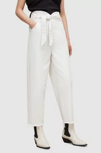 Spodnie damskie - AllSaints AllSaints spodnie damskie kolor biały szerokie high waist - grafika 1