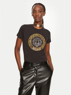Just Cavalli T-Shirt 76PAHE08 Czarny Slim Fit - Koszulki i topy damskie - miniaturka - grafika 1