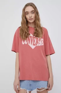 Koszulki i topy damskie - Converse t-shirt bawełniany kolor pomarańczowy - grafika 1