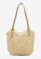 Torebki damskie - Beżowa Torebka na Ramię z Plecionki w Stylu Boho Liramirae - miniaturka - grafika 1