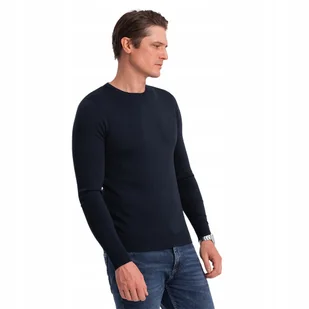 Klasyczny sweter męski z okrągłym dekoltem granatowy V9 OM-SWBS-0106 XL - Swetry męskie - miniaturka - grafika 1
