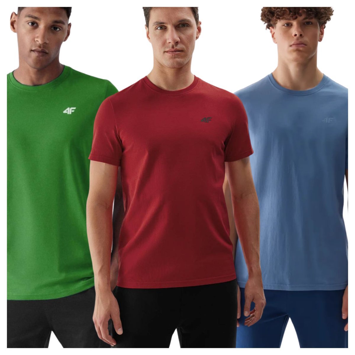 T-shirt męski (ZESTAW KOSZULEK 3 SZT.) 4F 4FWSS25TTSHM3956-96S Wielkokolorowy Roz. 3XL