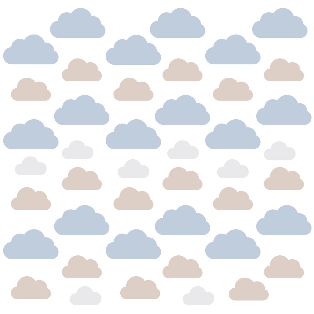 Naklejki Na Ścianę Dla Dzieci Niebieskie Chmurki Beżowe Chmury Boho Zestaw 60x30