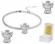Biżuteria dla dzieci - Bransoletka srebrna 19-22cm + CHARMS ANIOŁEK prezent Chrzest Komunia BC402 - miniaturka - grafika 1