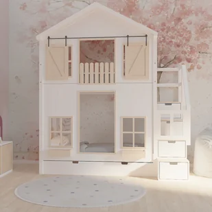Łóżko piętrowe ze sklejki Domek na wysokości - Łóżka dla dzieci i młodzieży - miniaturka - grafika 1