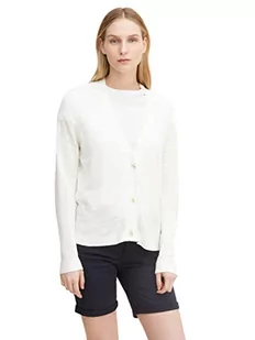 TOM TAILOR Damski Lniany kardigan 1030917, 10315 - Whisper White, XS - Swetry damskie - miniaturka - grafika 1