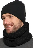 Czapki męskie - Moraj czapka męska beanie czapka zimowa dwustronna czapka z dzianiny jeden rozmiar DCM250-520, czarny - miniaturka - grafika 1