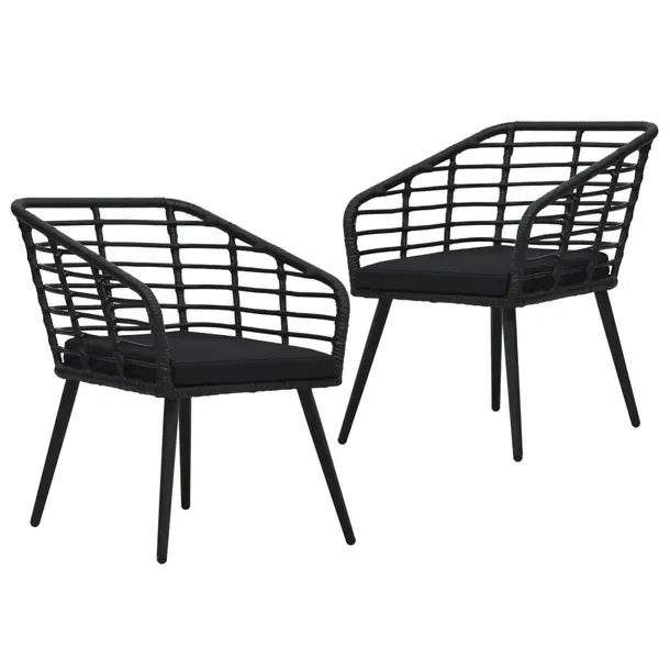 Zestaw Krzeseł Bistro z Polirattanu PE, Czarne, 63,5x53,5x77 cm