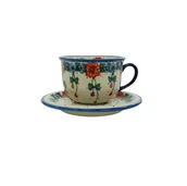 Filiżanki - Ceramiczna filiżanka i spodek Ceramika Bolesławiec - miniaturka - grafika 1
