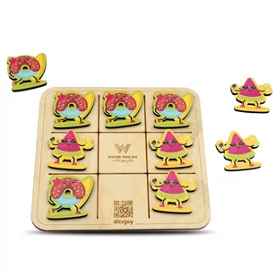 Gra drewniana Arbuz Donut | kółko i krzyżyk | tic tac toe - Gry planszowe - miniaturka - grafika 1