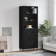 Witryny - vidaXL Witrynka, czarna, 69,5x34x180 cm, materiał drewnopochodny - miniaturka - grafika 1
