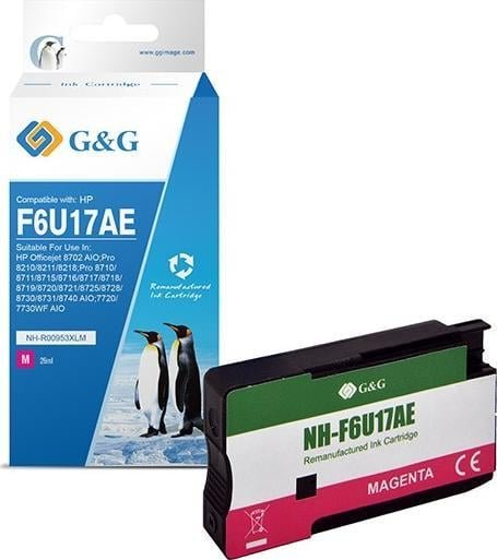 Tusz G&G G&G kompatybilny ink / tusz z F6U17AE, HP 953XL, magenta, 1600s, NH-R00953XLM, dla HP