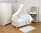 Pościel dla dzieci - BabyMatex Pościel 100x135 Bianco Twins misie biała szara z ochraniaczem - miniaturka - grafika 1