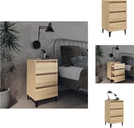 Szafki nocne - vidaXL Szafka nocna z metalowymi nogami dąb sonoma 40x35x69 cm - Szafki nocne - miniaturka - grafika 1