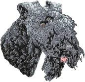 Naszyjniki - Kerry Blue Terrier, Irish Blue Terrier - naszywka w kształcie psa, haftowana łatka, unikatowa ozdoba do plecaka marki Art-Dog - miniaturka - grafika 1