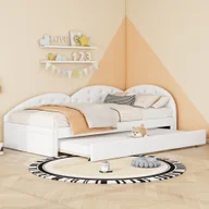 Sofy i kanapy - Łóżko tapicerowane Flieks sofa rozkładana 90x200cm, łóżko dziecięce, łóżko młodzieżowe, sofa rozkładana ze stelażem listwowym, łóżko dzienne, łóżko gościnne, łóżko pojedyncze, PU, biały - miniaturka - grafika 1