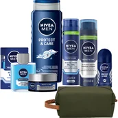 Zestawy kosmetyków damskich - Nivea Men Protect&Care, Zestaw kosmetyków do pielęgnacji, 6 szt. + Kosmetyczka - miniaturka - grafika 1