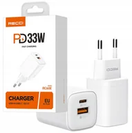 Ładowarki do telefonów - MOCNA SZYBKA ŁADOWARKA SIECIOWA USB-C TYP C USB 33W QC3.0 PD ZASILACZ RECCI - miniaturka - grafika 1
