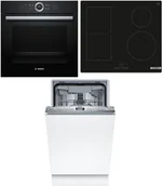 Zestawy AGD - Zestaw AGD do zabudowy Bosch Piekarnik elektryczny HBG635BB1 + Płyta indukcyjna PVS61RBB5E + Zmywarka SPV4EMX10E - miniaturka - grafika 1